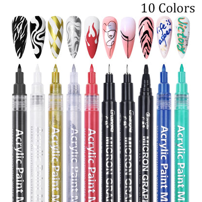 1Set Nail Art Drawing Pen Graffiti Nail Acrylic Pen Waterproof Painting Liner DIY 3D Abstract Line Nail Art Beauty Tool Manicure