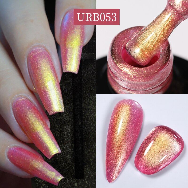 7ml Glitter  Rubber Base Gel Aurora Chameleon Pink Gold Flakes Varnish Soak Off Semi Permanent UV Gels Polish