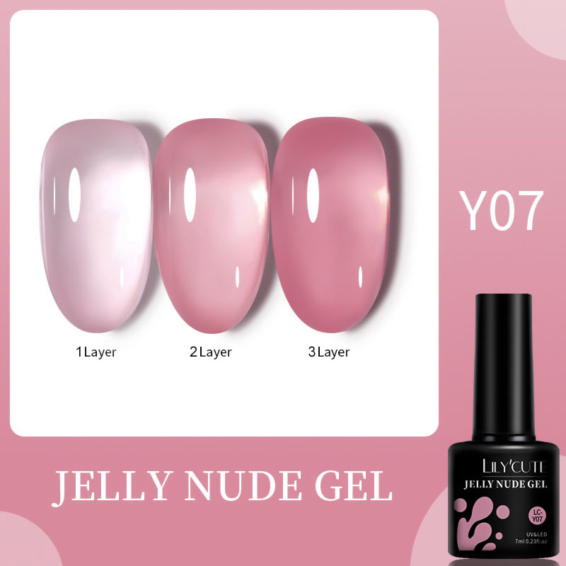 LILYCUTE 7ML Jelly Brown Nail Gel Polish Transparent Summer Nude Milky Pink Semi Permanent Soak Off Nail Art Manicure Varnish