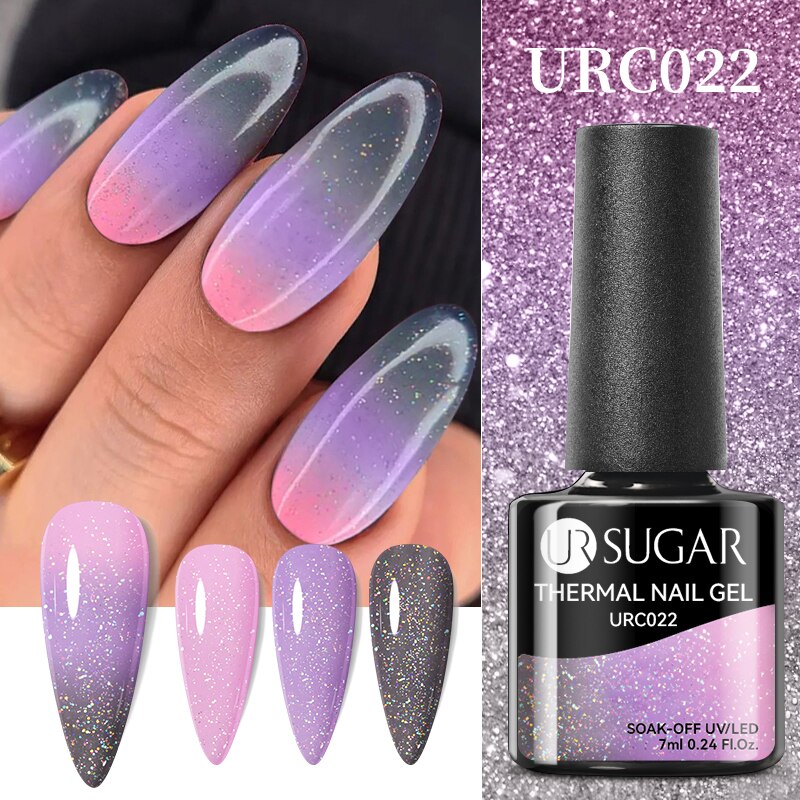 UR SUGAR Green Blue 3-layers Temperature Color-changing Gel Nail Polish 7ml Glass Bottle Thermal Gel Soak Off Nail Art Varnish