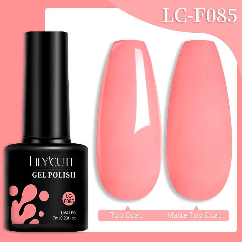 LILYCUTE 7ML Jelly Brown Nail Gel Polish Transparent Summer Nude Milky Pink Semi Permanent Soak Off Nail Art Manicure Varnish