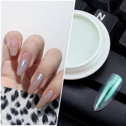 Multicolor Holographic Neon Shimmer Glitter Ice Muscle Aurora Nail Pigment Powder Fine Chrome Rubbing Dust Mirror Polish Decorat