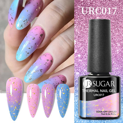 UR SUGAR Green Blue 3-layers Temperature Color-changing Gel Nail Polish 7ml Glass Bottle Thermal Gel Soak Off Nail Art Varnish