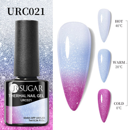 UR SUGAR Green Blue 3-layers Temperature Color-changing Gel Nail Polish 7ml Glass Bottle Thermal Gel Soak Off Nail Art Varnish