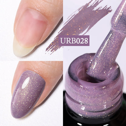 7ml Glitter  Rubber Base Gel Aurora Chameleon Pink Gold Flakes Varnish Soak Off Semi Permanent UV Gels Polish