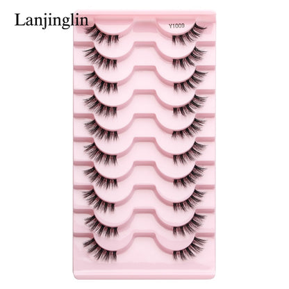 Half Eey Lashes 3/5/10 Pairs New Faux Mink Lashes Natural False Eyelashes Wispy Fluffy Eyelash Extension Makeup Half Lashes Tool