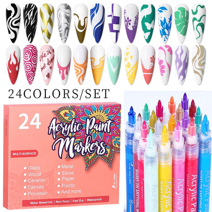 1Set Nail Art Drawing Pen Graffiti Nail Acrylic Pen Waterproof Painting Liner DIY 3D Abstract Line Nail Art Beauty Tool Manicure