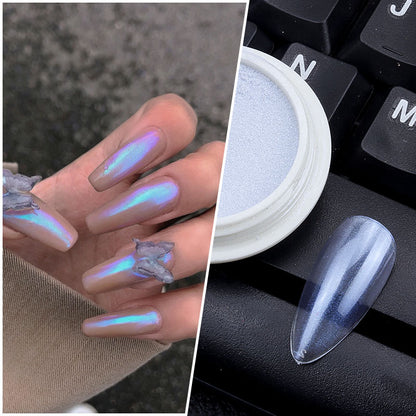 Multicolor Holographic Neon Shimmer Glitter Ice Muscle Aurora Nail Pigment Powder Fine Chrome Rubbing Dust Mirror Polish Decorat