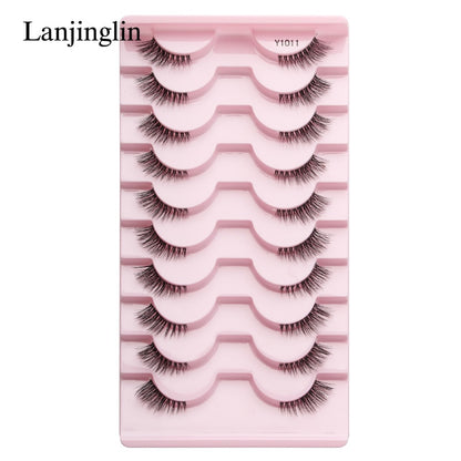 Half Eey Lashes 3/5/10 Pairs New Faux Mink Lashes Natural False Eyelashes Wispy Fluffy Eyelash Extension Makeup Half Lashes Tool