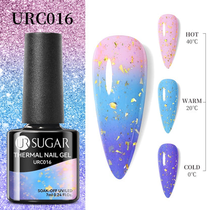 UR SUGAR Green Blue 3-layers Temperature Color-changing Gel Nail Polish 7ml Glass Bottle Thermal Gel Soak Off Nail Art Varnish