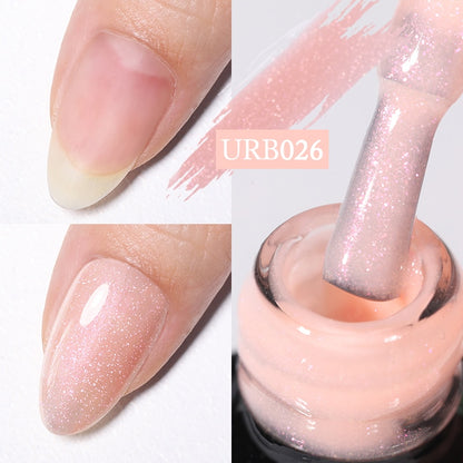 7ml Glitter  Rubber Base Gel Aurora Chameleon Pink Gold Flakes Varnish Soak Off Semi Permanent UV Gels Polish