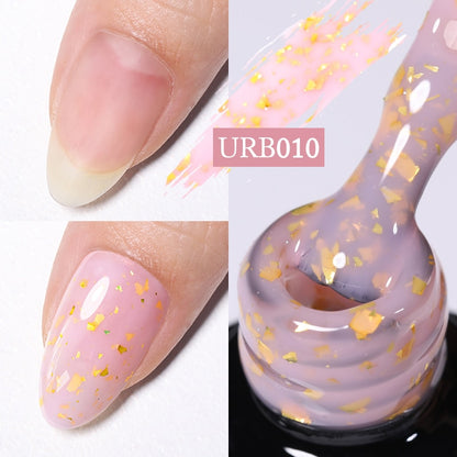 7ml Glitter  Rubber Base Gel Aurora Chameleon Pink Gold Flakes Varnish Soak Off Semi Permanent UV Gels Polish