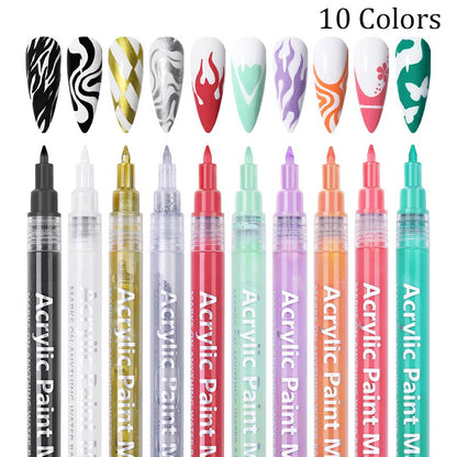 1Set Nail Art Drawing Pen Graffiti Nail Acrylic Pen Waterproof Painting Liner DIY 3D Abstract Line Nail Art Beauty Tool Manicure