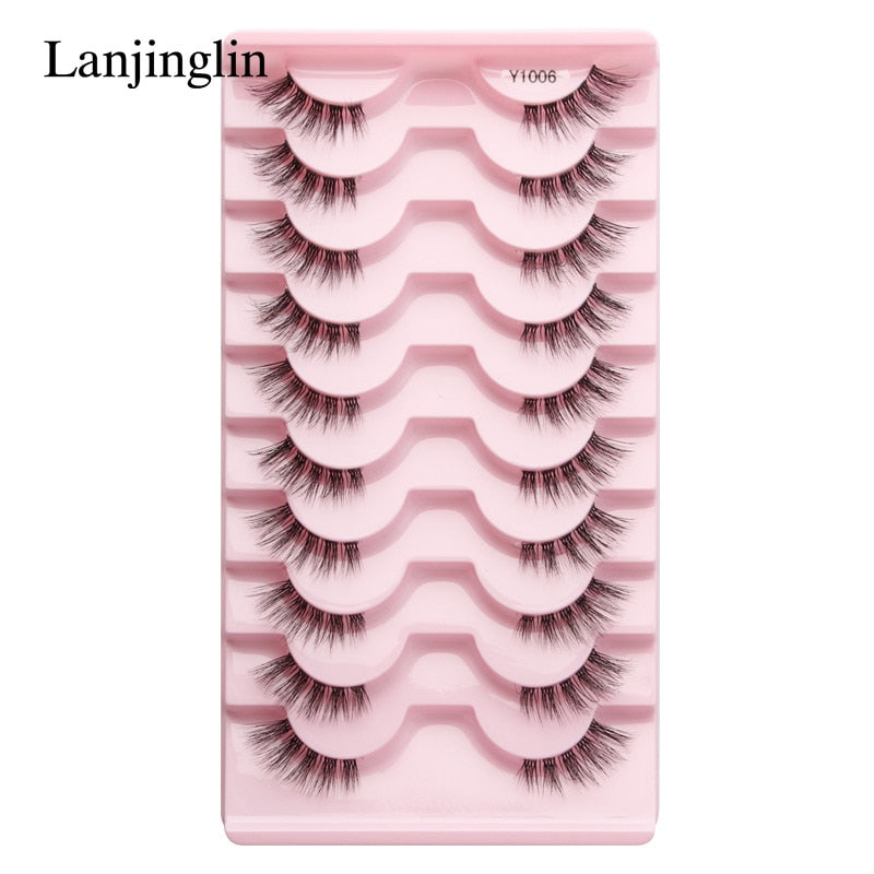 Half Eey Lashes 3/5/10 Pairs New Faux Mink Lashes Natural False Eyelashes Wispy Fluffy Eyelash Extension Makeup Half Lashes Tool