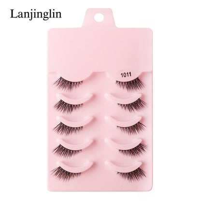 Half Eey Lashes 3/5/10 Pairs New Faux Mink Lashes Natural False Eyelashes Wispy Fluffy Eyelash Extension Makeup Half Lashes Tool