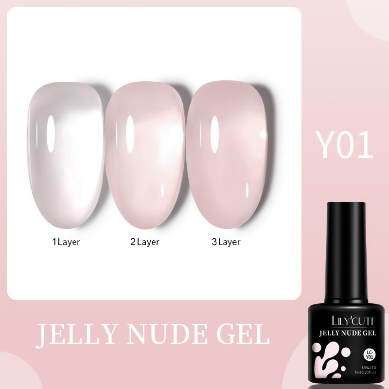 LILYCUTE 7ML Jelly Brown Nail Gel Polish Transparent Summer Nude Milky Pink Semi Permanent Soak Off Nail Art Manicure Varnish