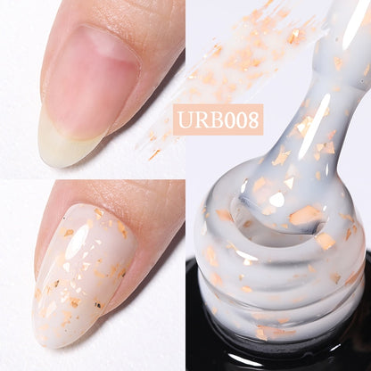 7ml Glitter  Rubber Base Gel Aurora Chameleon Pink Gold Flakes Varnish Soak Off Semi Permanent UV Gels Polish