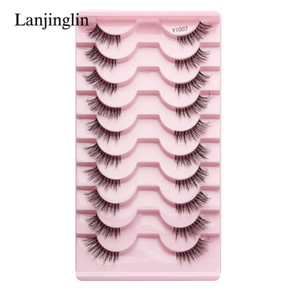 Half Eey Lashes 3/5/10 Pairs New Faux Mink Lashes Natural False Eyelashes Wispy Fluffy Eyelash Extension Makeup Half Lashes Tool