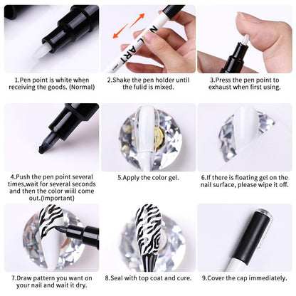 1Set Nail Art Drawing Pen Graffiti Nail Acrylic Pen Waterproof Painting Liner DIY 3D Abstract Line Nail Art Beauty Tool Manicure