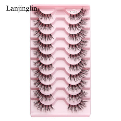 Half Eey Lashes 3/5/10 Pairs New Faux Mink Lashes Natural False Eyelashes Wispy Fluffy Eyelash Extension Makeup Half Lashes Tool