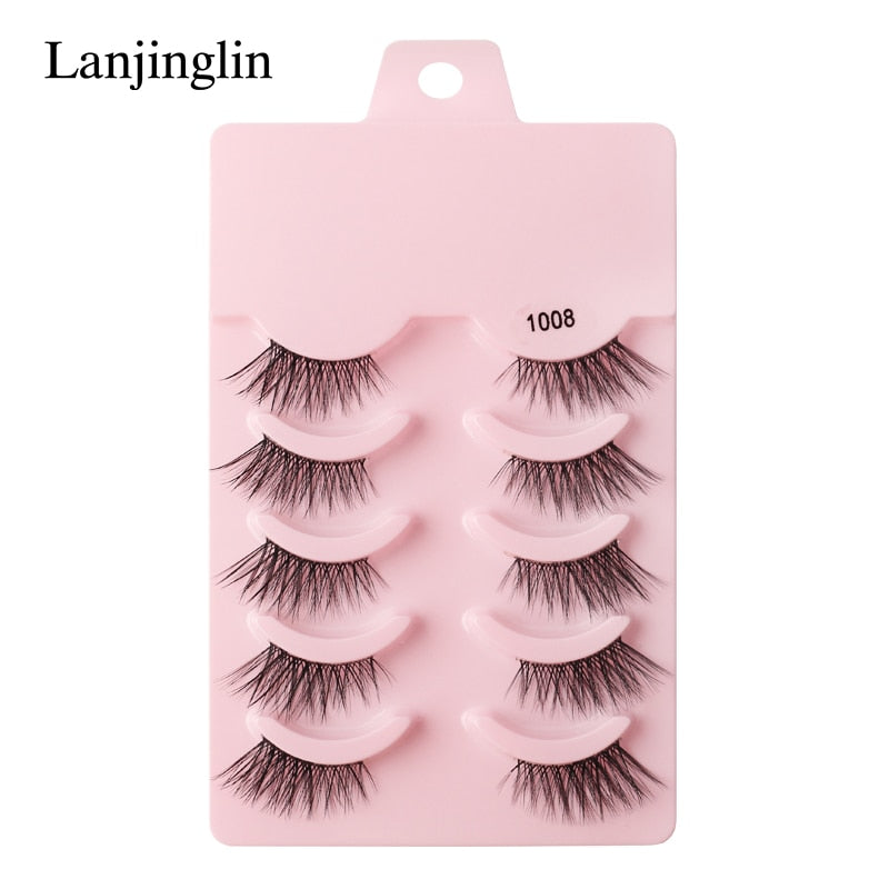 Half Eey Lashes 3/5/10 Pairs New Faux Mink Lashes Natural False Eyelashes Wispy Fluffy Eyelash Extension Makeup Half Lashes Tool