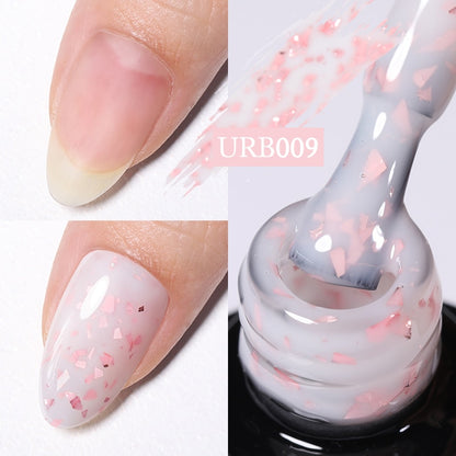 7ml Glitter  Rubber Base Gel Aurora Chameleon Pink Gold Flakes Varnish Soak Off Semi Permanent UV Gels Polish