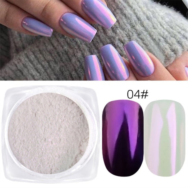 Multicolor Holographic Neon Shimmer Glitter Ice Muscle Aurora Nail Pigment Powder Fine Chrome Rubbing Dust Mirror Polish Decorat