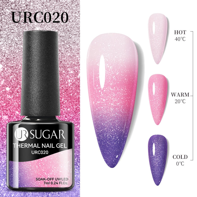 UR SUGAR Green Blue 3-layers Temperature Color-changing Gel Nail Polish 7ml Glass Bottle Thermal Gel Soak Off Nail Art Varnish