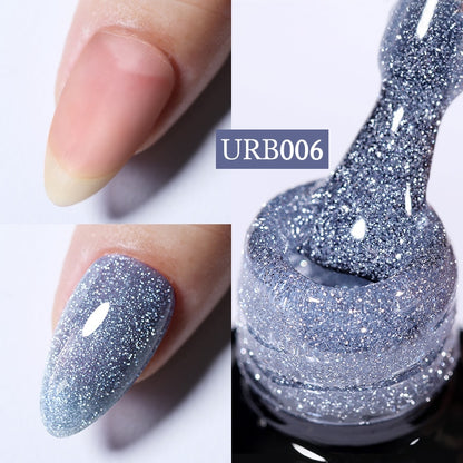 7ml Glitter  Rubber Base Gel Aurora Chameleon Pink Gold Flakes Varnish Soak Off Semi Permanent UV Gels Polish