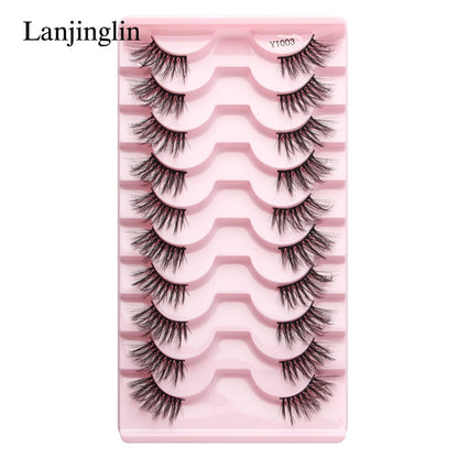 Half Eey Lashes 3/5/10 Pairs New Faux Mink Lashes Natural False Eyelashes Wispy Fluffy Eyelash Extension Makeup Half Lashes Tool