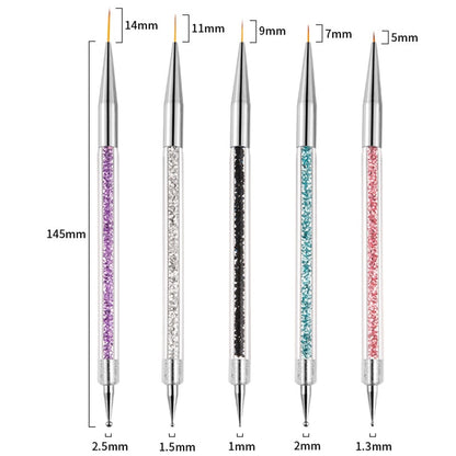 5/20Pcs Nail Art Brush Design Tip Painting Drawing Carving Dotting Pen FlatFan Liner Acrylic Gel UV Polish Manicure Tools