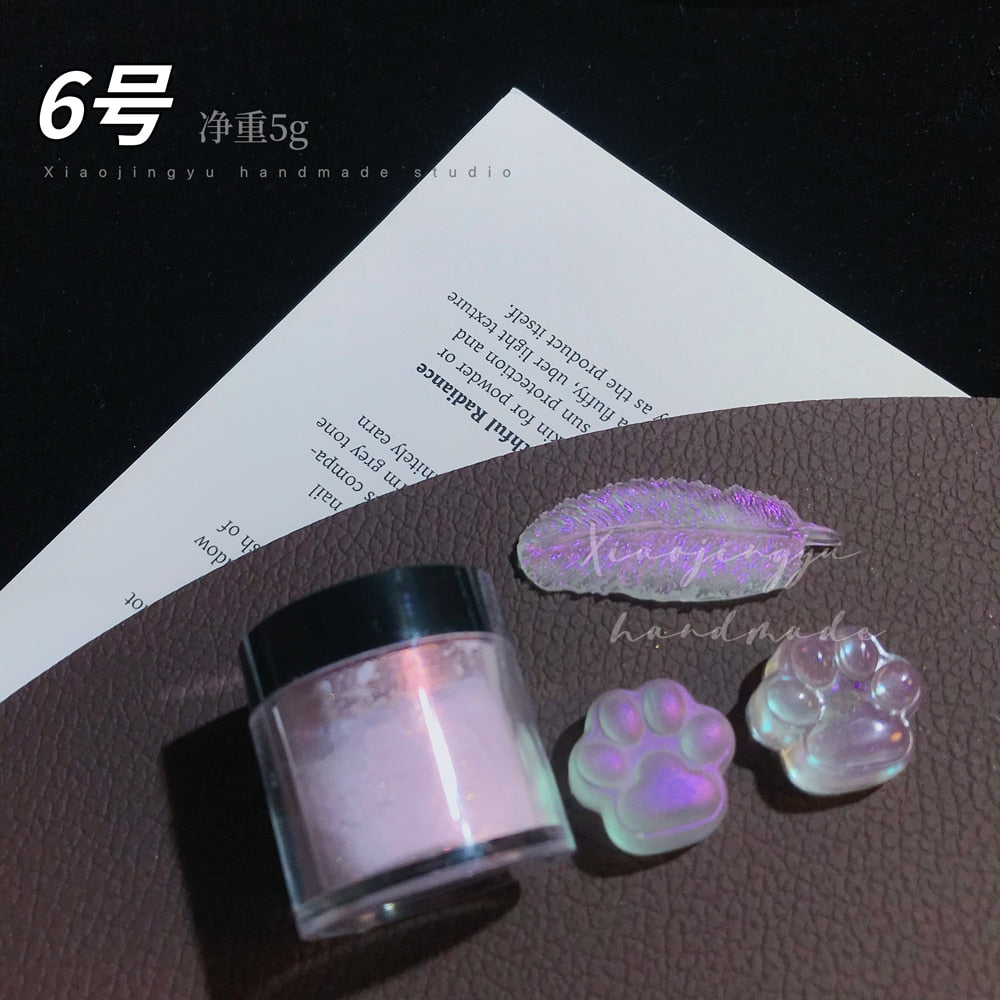 Multicolor Holographic Neon Shimmer Glitter Ice Muscle Aurora Nail Pigment Powder Fine Chrome Rubbing Dust Mirror Polish Decorat