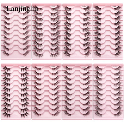 Half Eey Lashes 3/5/10 Pairs New Faux Mink Lashes Natural False Eyelashes Wispy Fluffy Eyelash Extension Makeup Half Lashes Tool