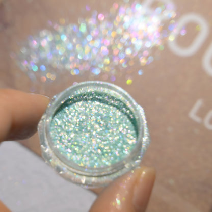 Multicolor Holographic Neon Shimmer Glitter Ice Muscle Aurora Nail Pigment Powder Fine Chrome Rubbing Dust Mirror Polish Decorat