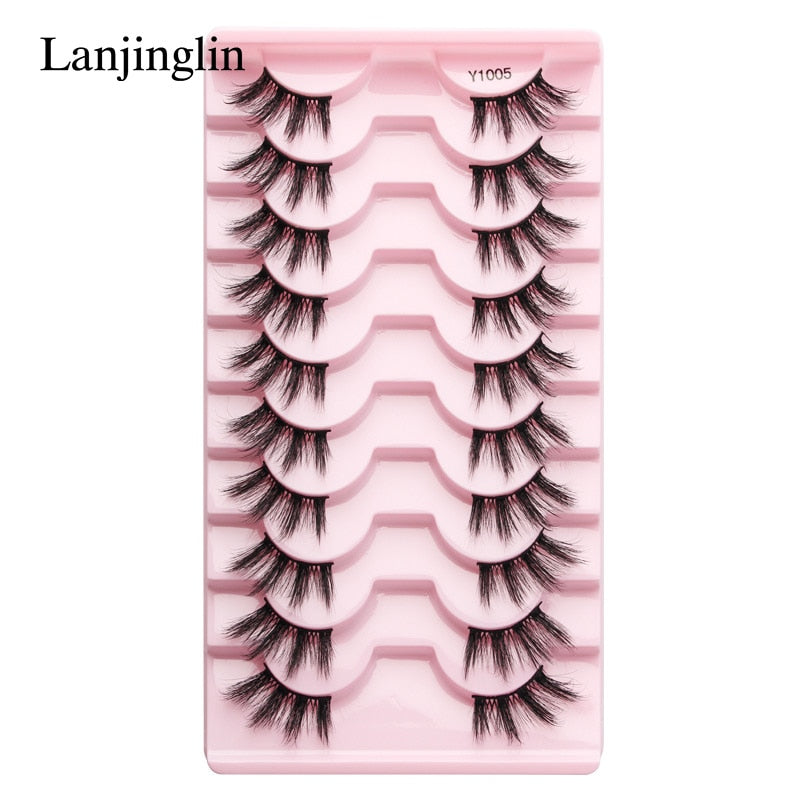 Half Eey Lashes 3/5/10 Pairs New Faux Mink Lashes Natural False Eyelashes Wispy Fluffy Eyelash Extension Makeup Half Lashes Tool