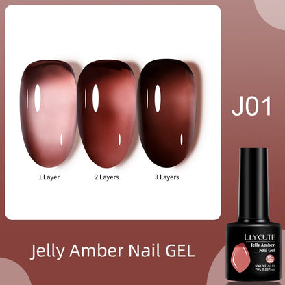 LILYCUTE 7ML Jelly Brown Nail Gel Polish Transparent Summer Nude Milky Pink Semi Permanent Soak Off Nail Art Manicure Varnish