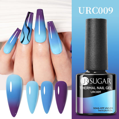 UR SUGAR Green Blue 3-layers Temperature Color-changing Gel Nail Polish 7ml Glass Bottle Thermal Gel Soak Off Nail Art Varnish