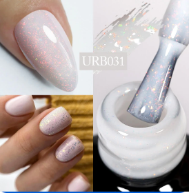 7ml Glitter  Rubber Base Gel Aurora Chameleon Pink Gold Flakes Varnish Soak Off Semi Permanent UV Gels Polish