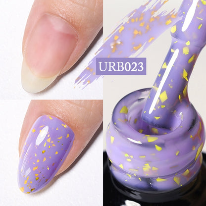 7ml Glitter  Rubber Base Gel Aurora Chameleon Pink Gold Flakes Varnish Soak Off Semi Permanent UV Gels Polish