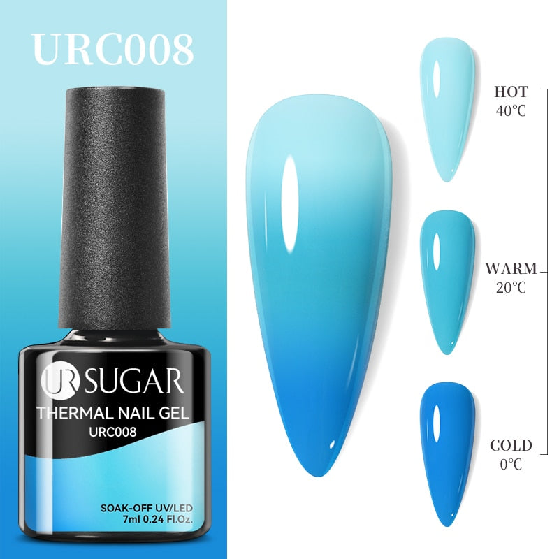 UR SUGAR Green Blue 3-layers Temperature Color-changing Gel Nail Polish 7ml Glass Bottle Thermal Gel Soak Off Nail Art Varnish