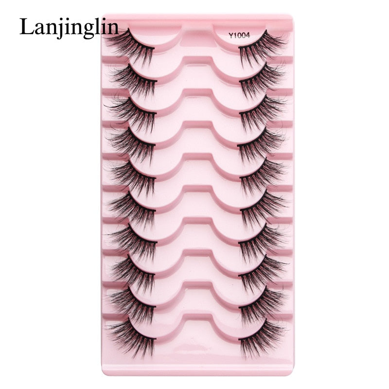 Half Eey Lashes 3/5/10 Pairs New Faux Mink Lashes Natural False Eyelashes Wispy Fluffy Eyelash Extension Makeup Half Lashes Tool