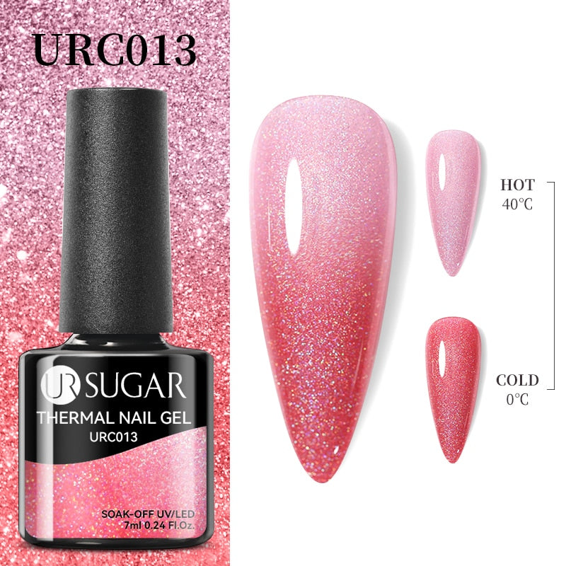 UR SUGAR Green Blue 3-layers Temperature Color-changing Gel Nail Polish 7ml Glass Bottle Thermal Gel Soak Off Nail Art Varnish