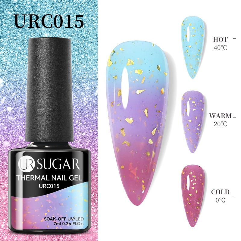 UR SUGAR Green Blue 3-layers Temperature Color-changing Gel Nail Polish 7ml Glass Bottle Thermal Gel Soak Off Nail Art Varnish