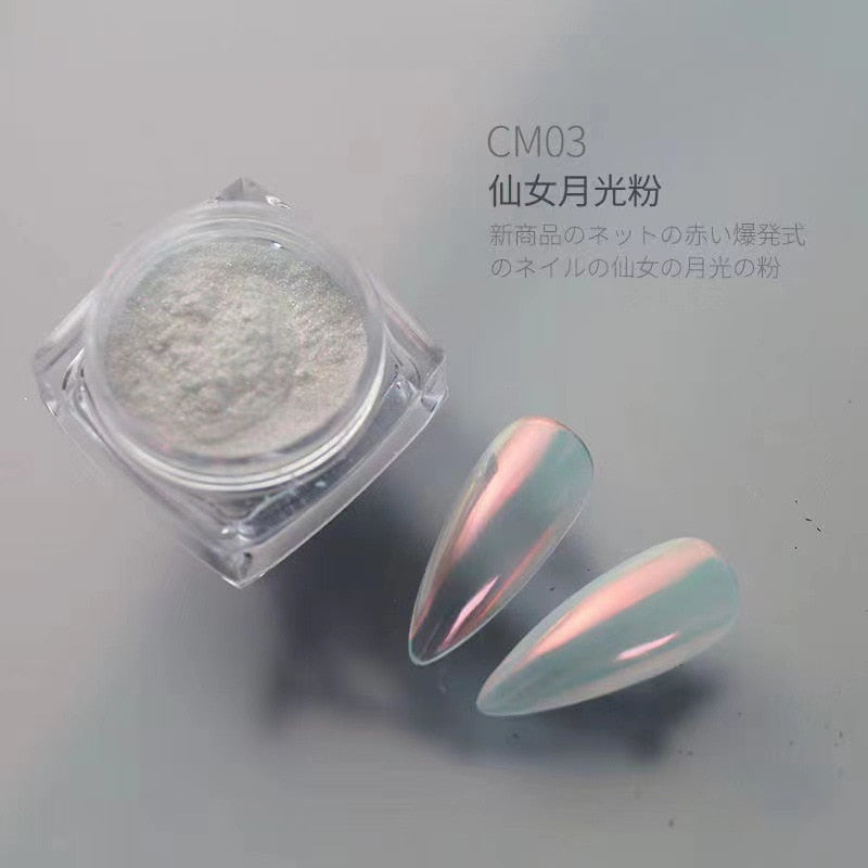 Multicolor Holographic Neon Shimmer Glitter Ice Muscle Aurora Nail Pigment Powder Fine Chrome Rubbing Dust Mirror Polish Decorat