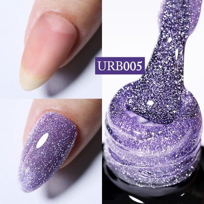 7ml Glitter  Rubber Base Gel Aurora Chameleon Pink Gold Flakes Varnish Soak Off Semi Permanent UV Gels Polish