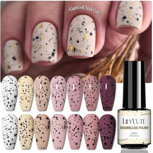 LILYCUTE 7ml Solid Eggshell Gel Polish Semi Permanent Gel Nail Polish Lamp Varnish Soak Off UV Gel Nail Art Manicure Top Coat