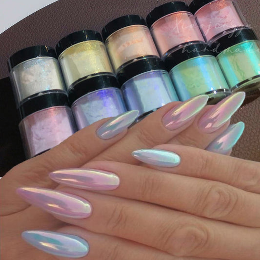 Multicolor Holographic Neon Shimmer Glitter Ice Muscle Aurora Nail Pigment Powder Fine Chrome Rubbing Dust Mirror Polish Decorat