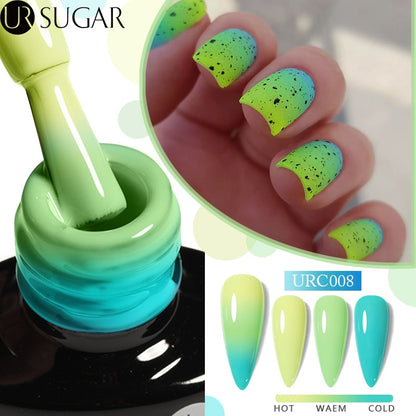 UR SUGAR Green Blue 3-layers Temperature Color-changing Gel Nail Polish 7ml Glass Bottle Thermal Gel Soak Off Nail Art Varnish