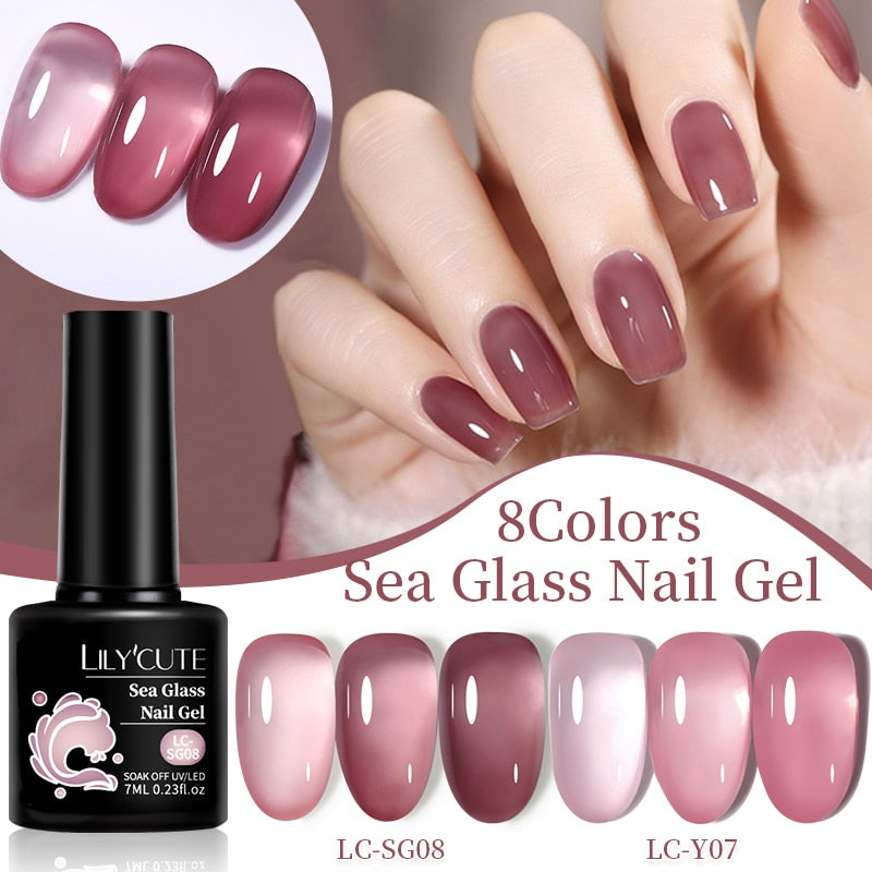 LILYCUTE 7ML Jelly Brown Nail Gel Polish Transparent Summer Nude Milky Pink Semi Permanent Soak Off Nail Art Manicure Varnish